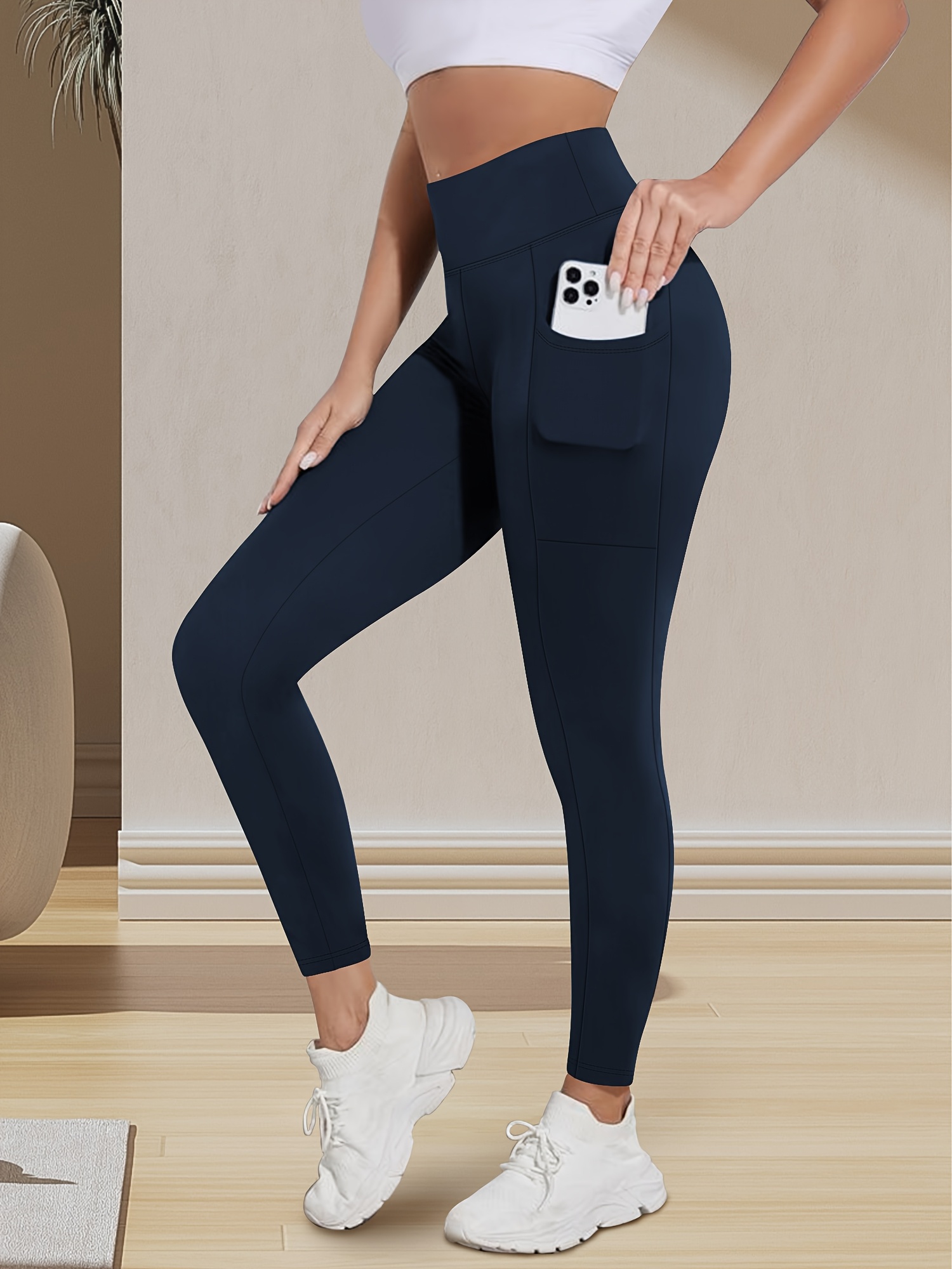 leggings cintura mujer bolsillos mallas ajustadas color Temu