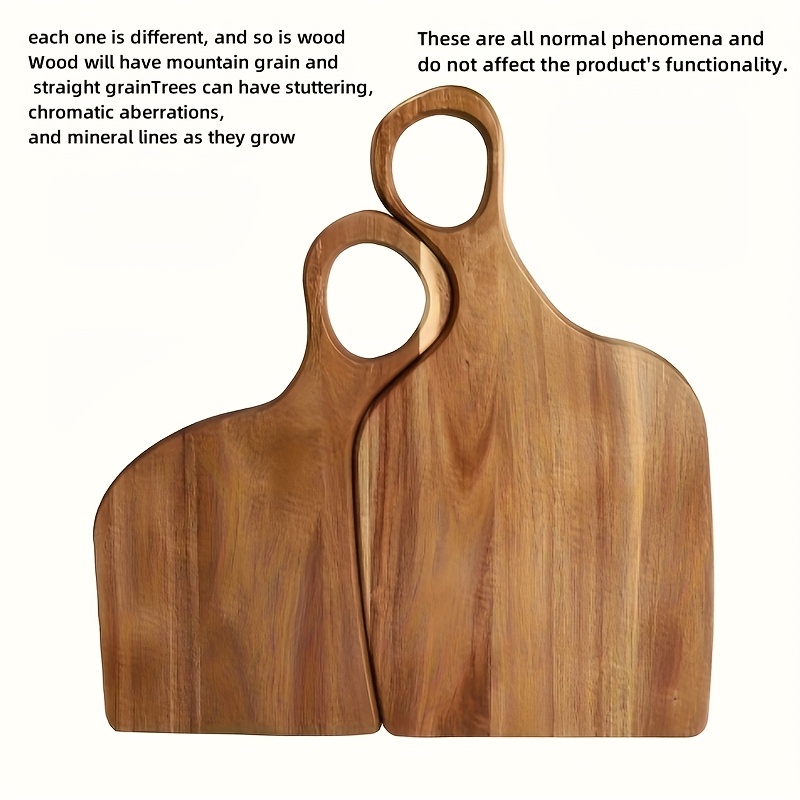 Image of Ldq Set Of 2 Handcrafted Acacia Wood Cutting Boards - Wood Grain Chopping, Heavy-duty Food-safe Boards With Curved Edges & Hangin G Holes, Rustic Gift F Or , Couples ( Wood), | For Cooking, Baking