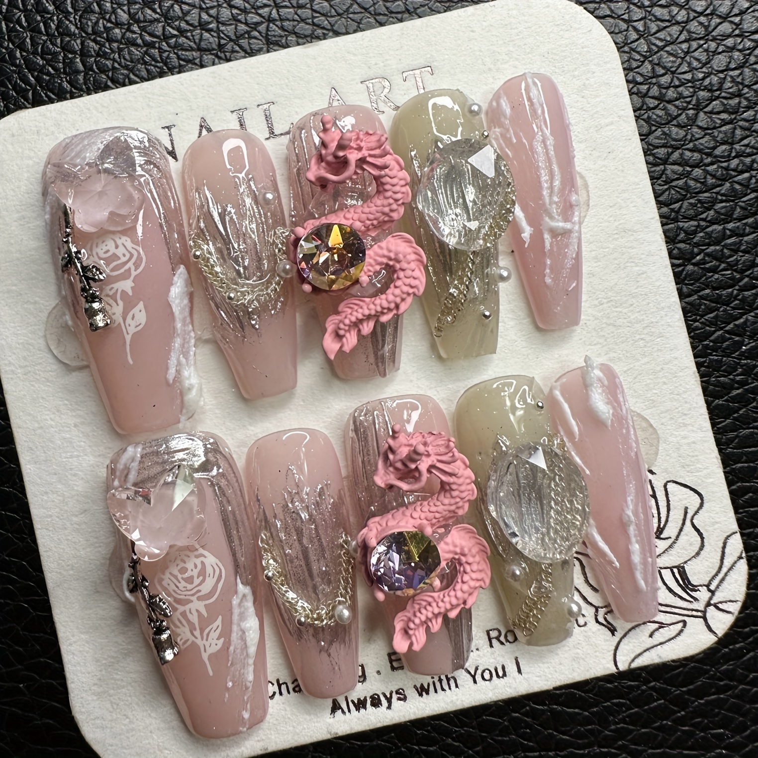 

X64 3 Dimensional Dragon Chinese Traditional Style Nail Jewelry Vintage Silvery Celebration New Chinese Nail Art