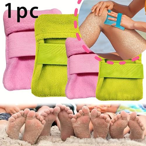 portable beach sand removal and cleaning tool with featuring soft fabric and exfoliating bristles compact structure it ideal for travel beach vacations camping outdoor activities and an essential cleaning tool
