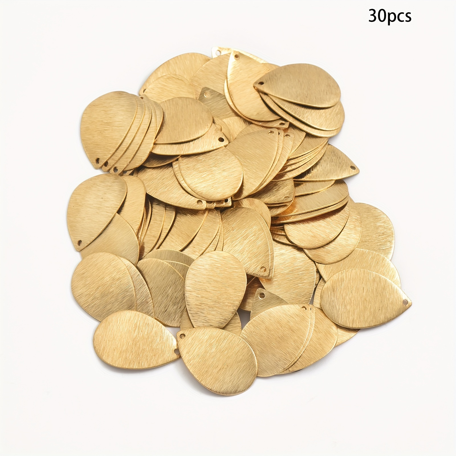 12pcs/30pcs Original Brass Single Hole Brushed Water Drop Used For Making Ear Clip Necklace Accessories