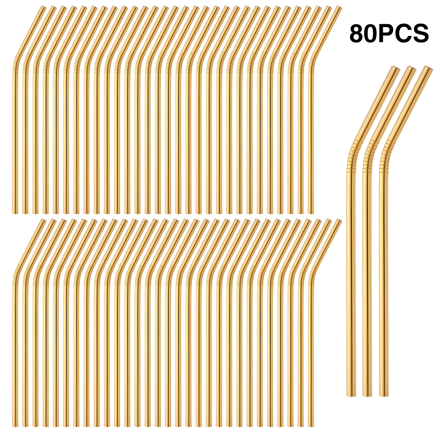 Image of (large Pack) 80/100pcs 304 Reusable Stainless Steel Straws. Stirring Stick For Beverage Stirring; Suitable As Decorative Straws For Festive Parties, Weddings, , Etc. Dishwasher Safe With