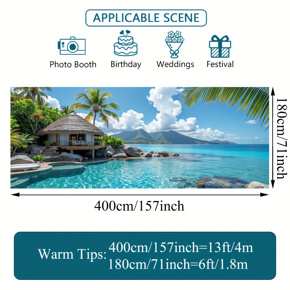 TEMU 1pc Bannière de Porte de Garage à Thème Vacances Plage Impression Plate 2D, Décoration Extérieure Facile à Installer, pour Fêtes de Jardin et