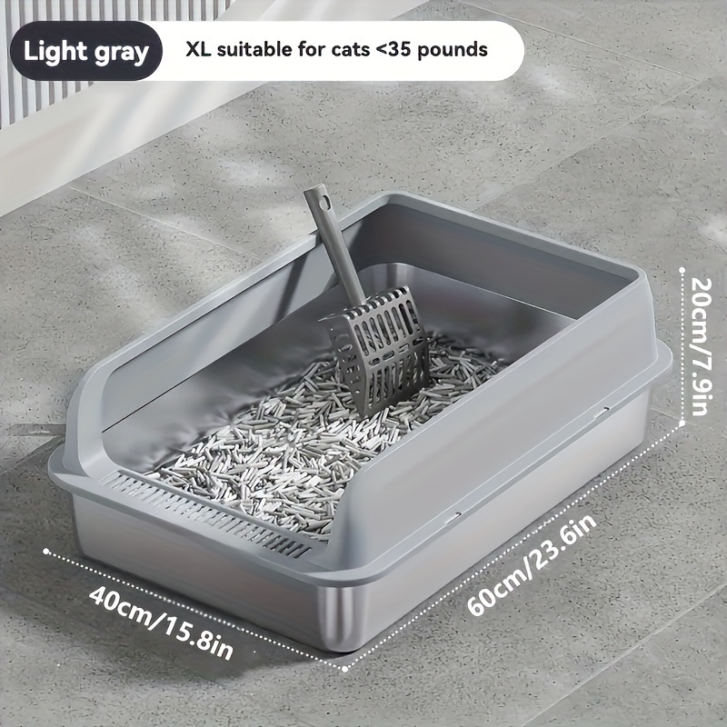 Image of Kemorela Xl Stainless Steel Cat Litter Box With Lid - Extra Large, High-sided, Odor-resistant & Leak-proof Metal Pan For Multiple Cats, Easy Clean With Scoop Included, Enclosed, L Suit