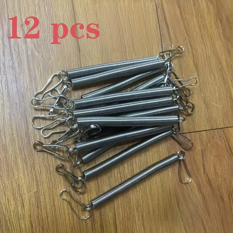 TEMU 12pcs Stainless Steel Tension Springs With Double Clamp Fixing, Suitable For Securing Various Cages Such As Bird Cages, Rabbit Cages, Cat/dog