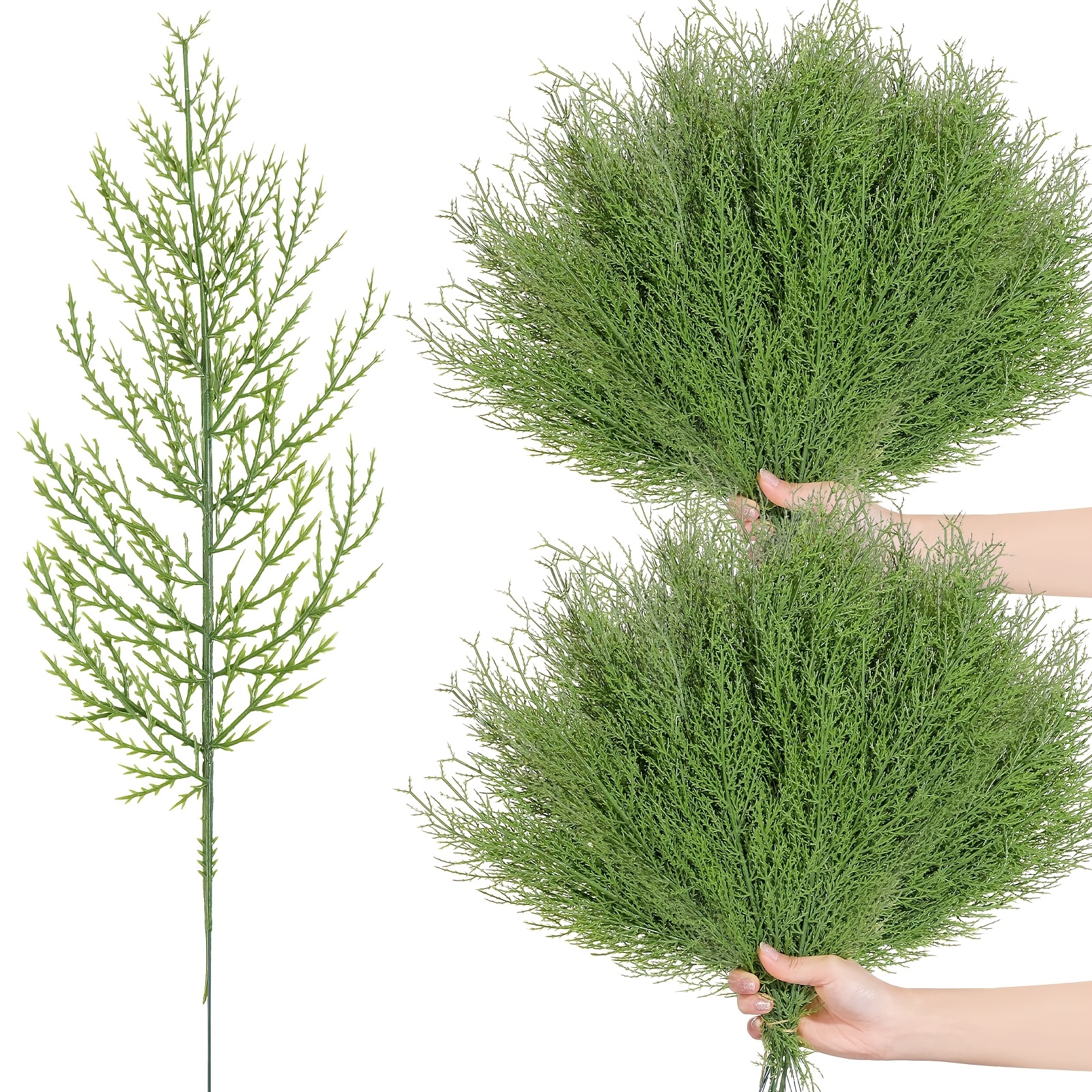 TEMU 15/30 pièces Branches de pin artificielles, Fausses branches de cèdre, rameaux de cèdre, Feuilles de pin en plastique, Picots et boules de Noël,