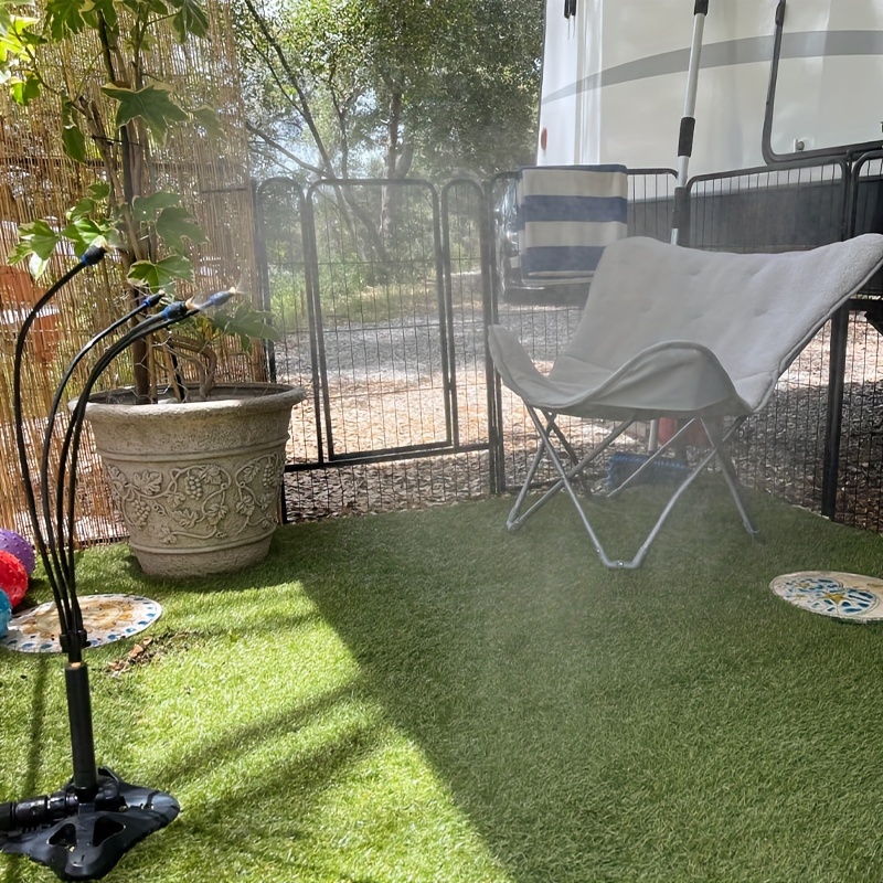 Portable Standing Misting Cooling System with 7.99meter Misting Line - Durable Plastic Outdoor Patio & Pool Mist System, No Electricity Needed, Weather-Resistant Pet-Friendly Design for Garden, Backyard, Pool, Standing Misting System for Outside, Garden Watering, Vibrant Garden Decor, Easyinstall Connectors