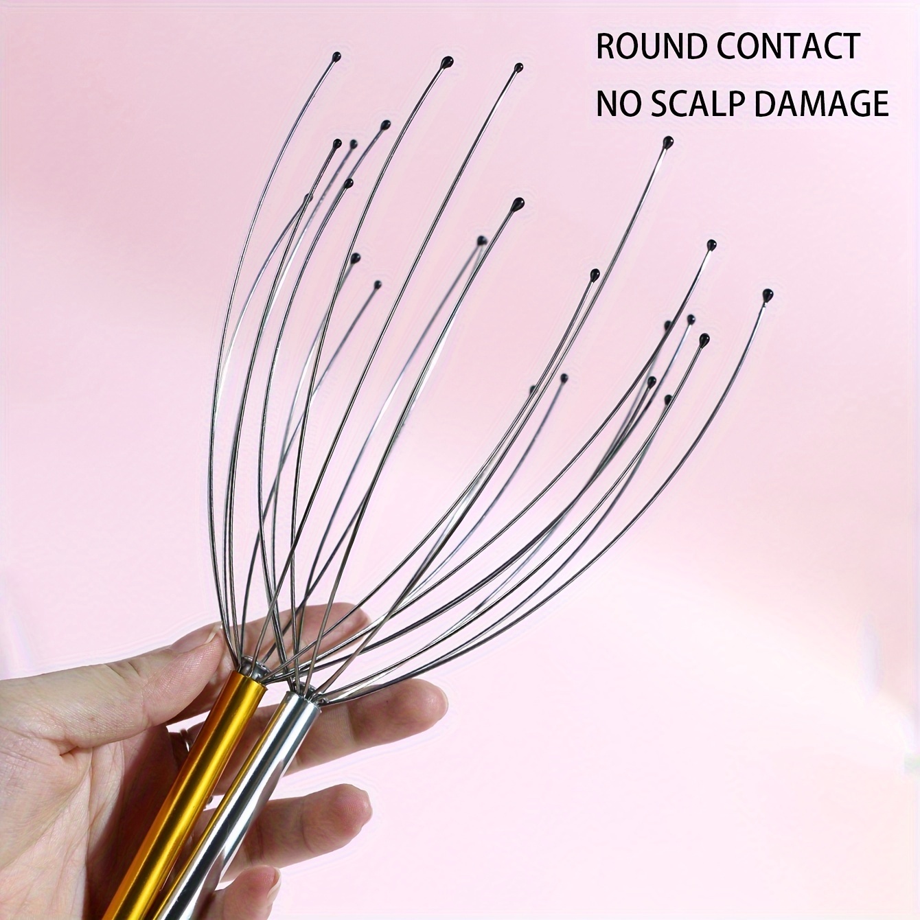 1pc Masajeador Manual de Cabeza de Pulpo de Acero Inoxidable para Extracción de Alma y Rascado del Cuero Cabelludo