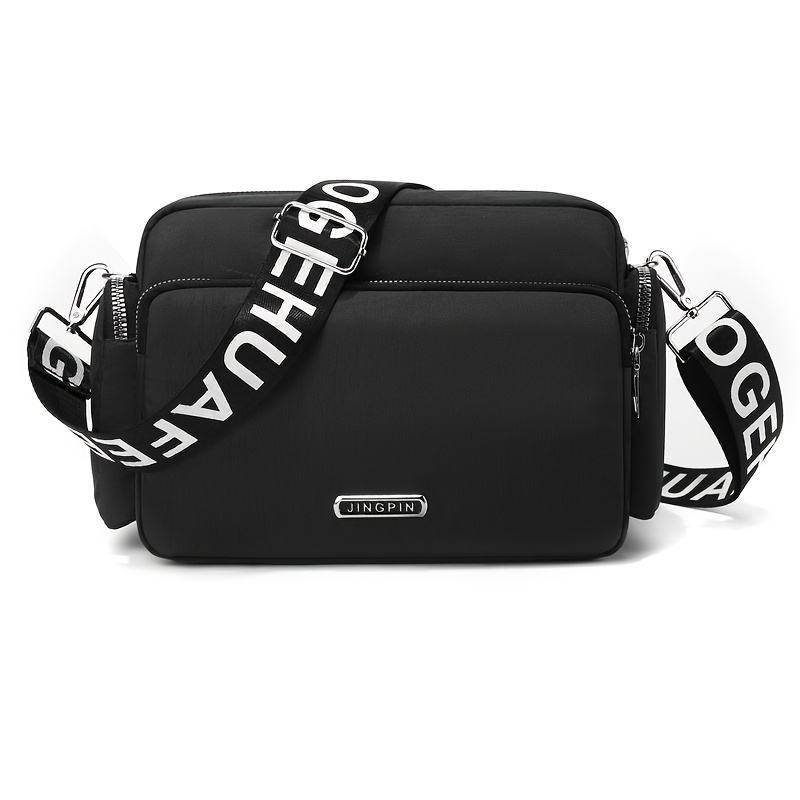 TEMU [ Ladies' Crossbody Bag ] Wide Woven Letter Printed Shoulder Strap, Nylon Casual Ladies' Crossbody Bag, Ladies' Shoulder Bag, Commuting Ladies'