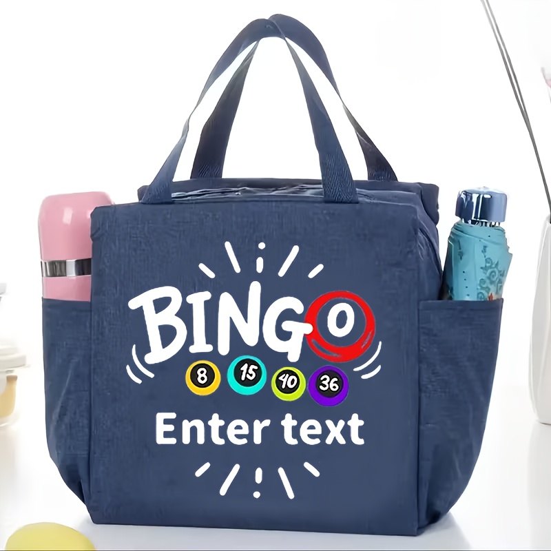 TEMU A Personalized Bingo Bag - Custom Name, Colorful Bingo Balls And , Durable Fade-resistant Fabric, Large Capacity Tote, Suitable For Women,