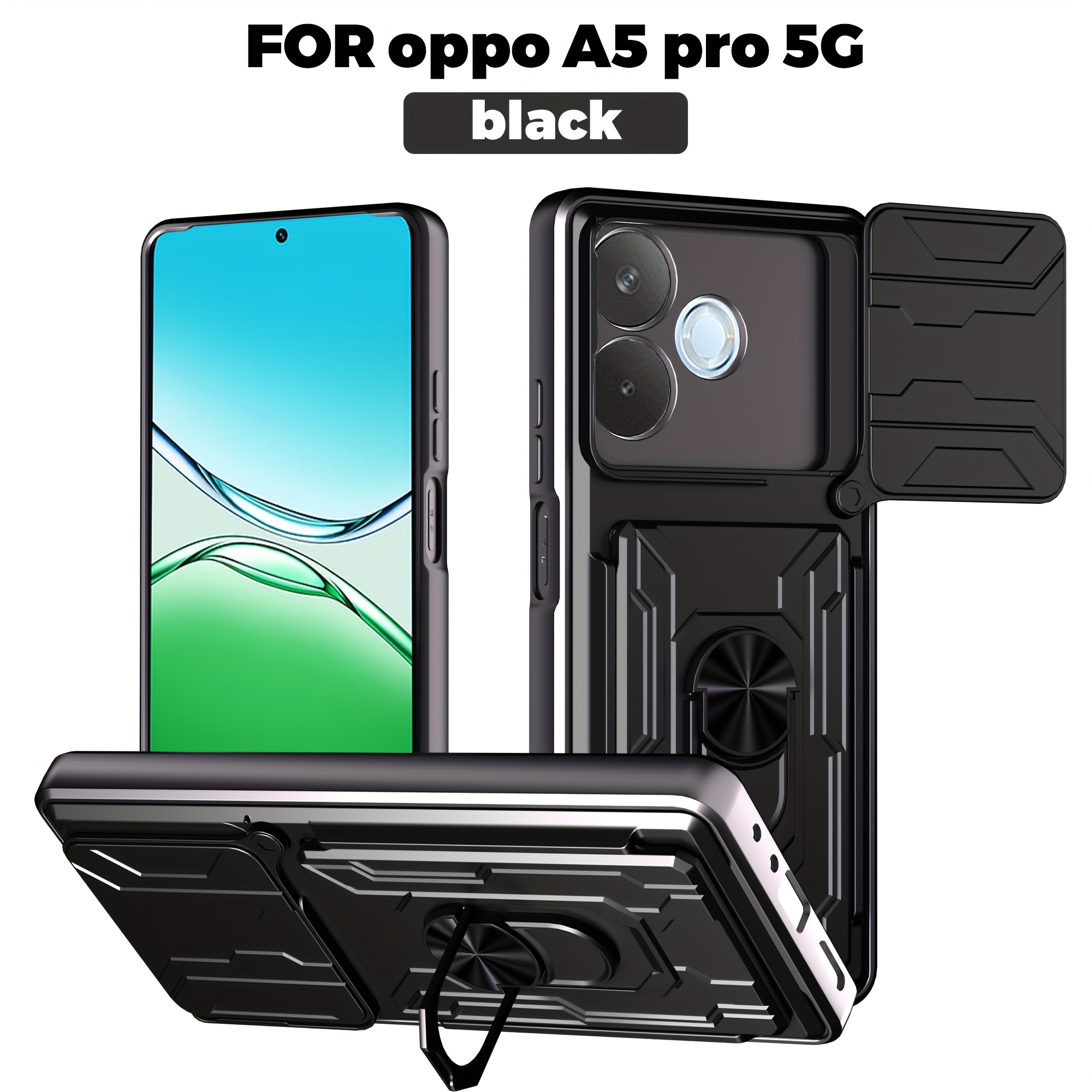TEMU Suitable For Oppo A5 Pro 5g Phone Case With Sliding Camera Lens And Stand