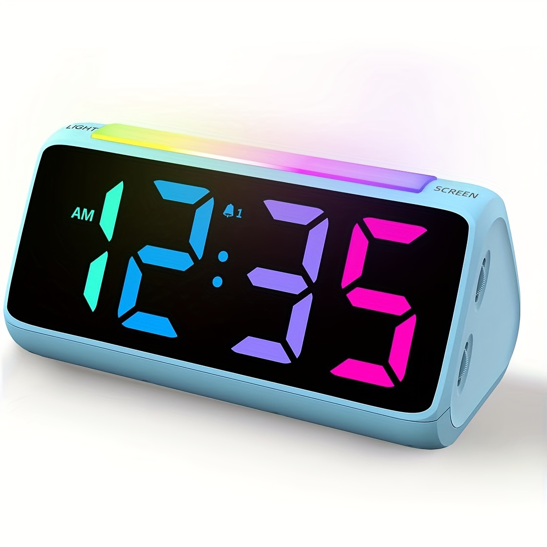 Bass Fishing Funny Colorful Alarm Clock Discoloration LED Digital Alarm  Cube Sleep Timer for Bedrooms Bedside