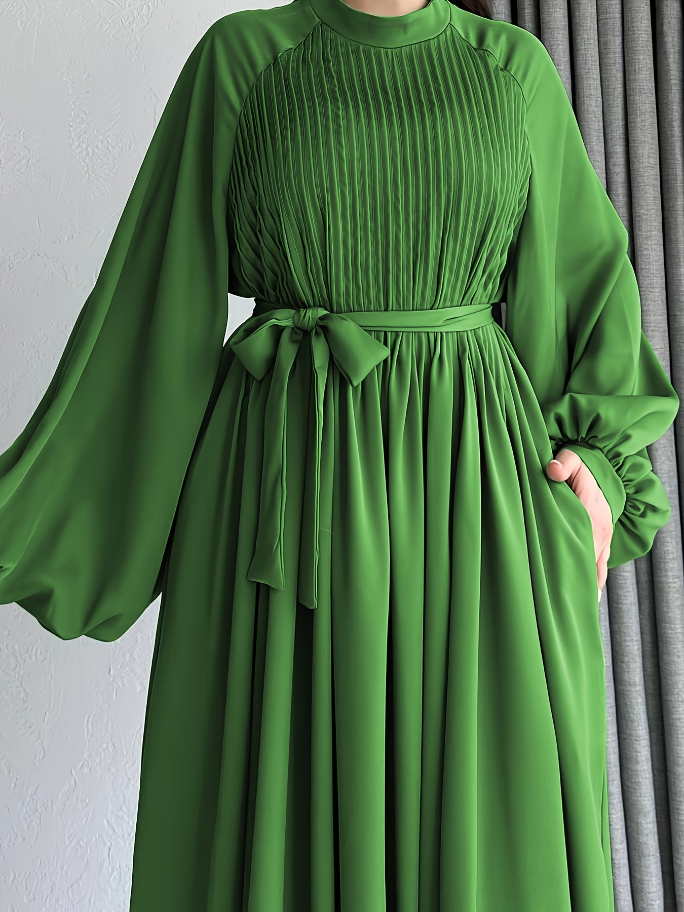 green emerald velvet dress Emerald Long Silk Khimar, Elegant green muslim dress, Burqa,Dubai Abay –  ScarfTurbanHijab main image 0