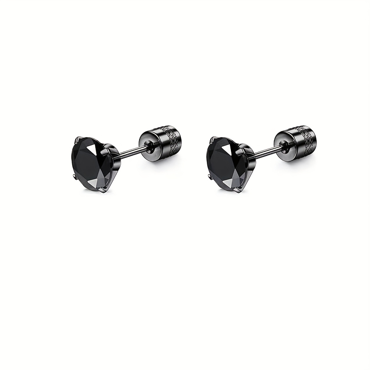 2pcs 316l Surgical Steel Studs Earrings For Women Men, Hypoallergenic Stainless Steel Cubic Zirconia Ear Lobe Earrings For Ears Cartilage Helix Piercing
