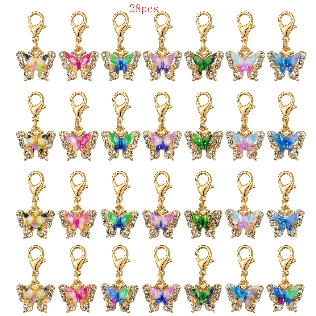 TEMU 28pcs Porte-clés Aléatoires Mélange Nouveau Papillon Ruban Diamant , Convient pour Divers Sacs, Sacs à Dos, Porte-clés de Voiture, Ajouts,