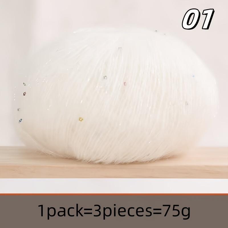 3-, Sequined Thread Fine Thread Yarn Balls Crochet Handmade Scarf Shawl Bright Matching Thread