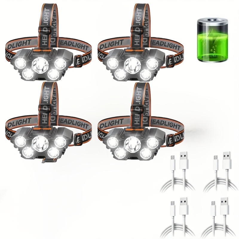 Brilliant Fire 5LED Rechargeable Headlamp with USB Fast Charging,... product image 8