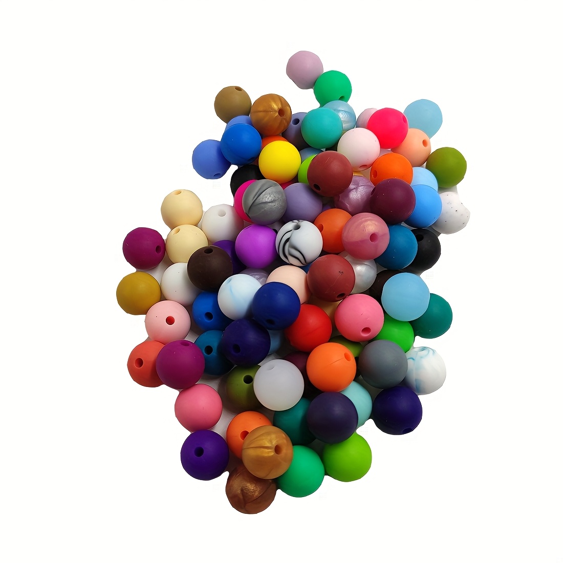 TEMU 15mm Mixed Color Silicone Beads, 50pcs Or 100pcs, For Crafting Necklaces, Bracelets, Keychains, And Other Additions