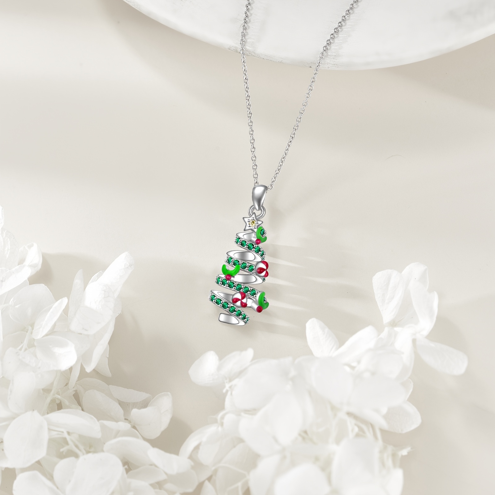 Women's S925 Sterling Silver Christmas Tree Necklace — Festive Gift