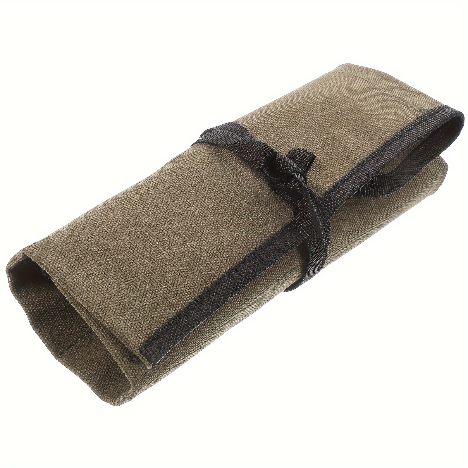 

1pc Brown Knitted Fabric Roll-type Tool Storage Bag, Non-waterproof, Portable & Adjustable, Oxford Cloth, Ideal For Diy & Professional Tool Organization