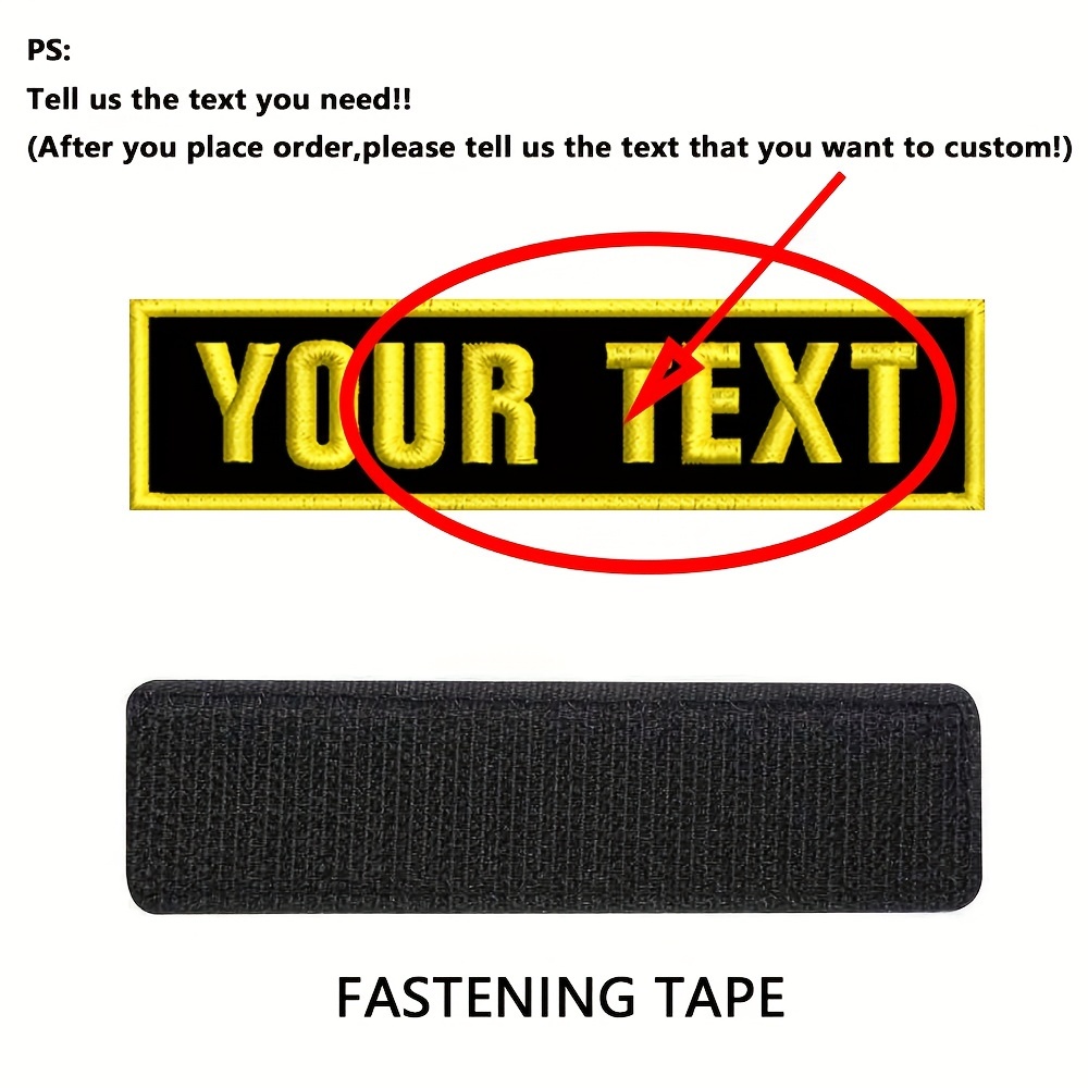 TEMU 1 Custom Rectangular Name Patch With Right-angle Embroidery, Personalized Name Text Patch Badge Armband Featuring Adhesive And Hook-and-loop
