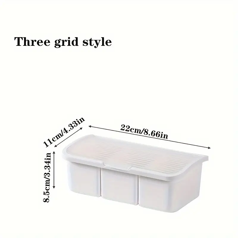 1pc three compartment condiment container with spoon plastic seasoning storage box with lid multi grid spice jars jar holders organizer set Product details 3