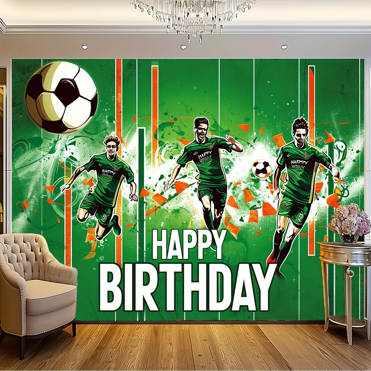 Green Happy Birthday Backdrop Green Football Birthday Backdrop For
