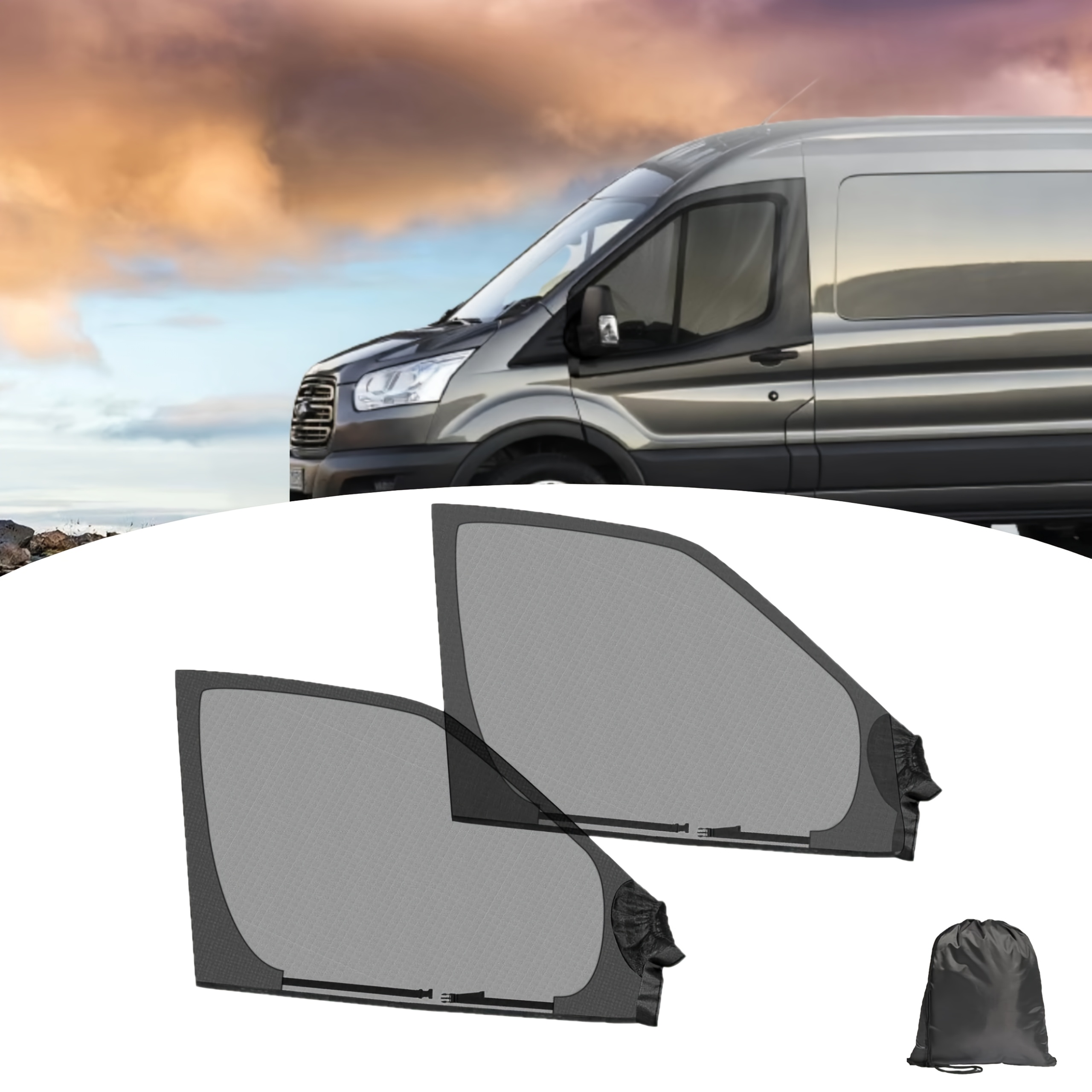 Set Of Magnetic Insect Screens For Van Windows, Suitable For Front Doors Of Sprinter, Metris, Transit, Promaster, And Other