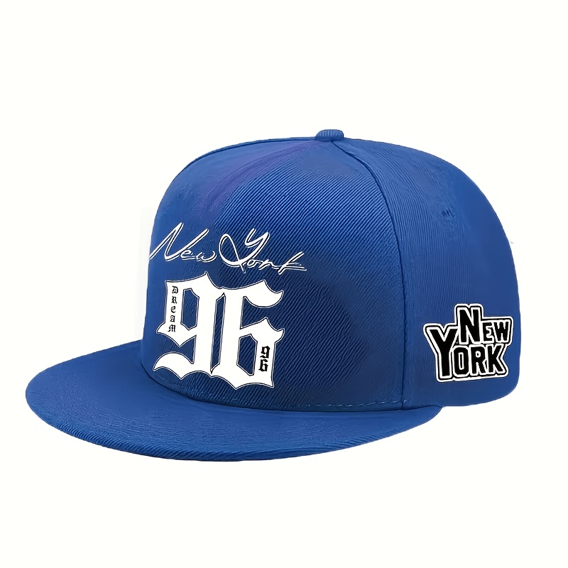 TEMU Men's Printed Baseball Cap - Lightweight Adjustable Elastic Flat Brim Hat, Versatile For , Ideal For Outdoor, Hip-hop Style, Graduation
