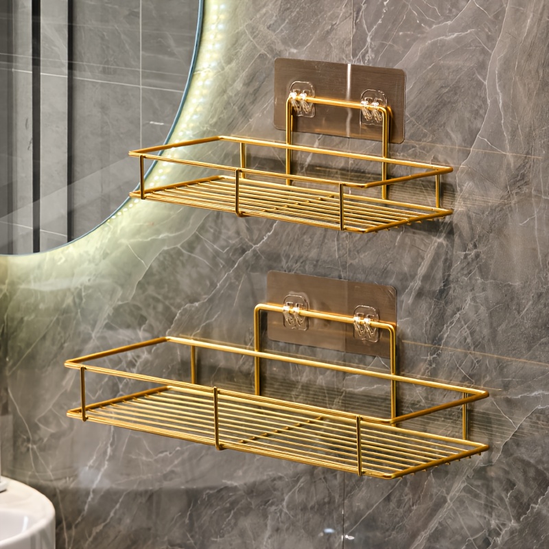 E-shop 2er-Set Goldene Eisen Badezimmerregal, Stanzfreie Installation, einen sauberen und Badezimmerbereich, zur Aufbewahrung von , Zahnbürstenhalter,