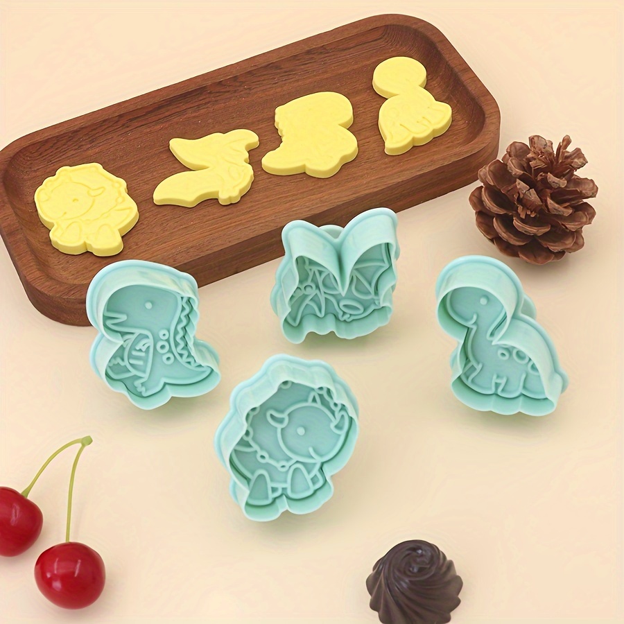 

4pcs Dinosaur-shaped Cookie & Chocolate Mold Set - Plastic, Holiday Baking | Ideal For Halloween, Christmas, Easter, Thanksgiving | Featuring , , ,