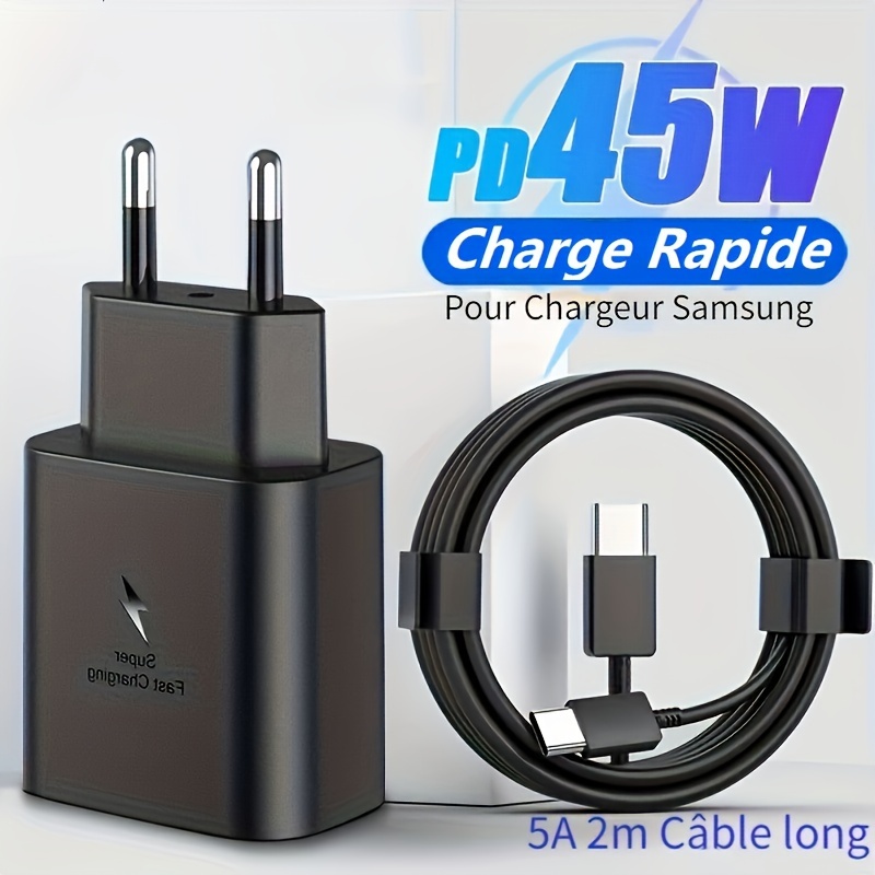 Chargeur rapide pour chargeur 25W, câble de charge de type C pour Galaxy  S23 S22 Ultra S21 S21 Ultra 5g S21 FE 5G S20 A54 A53 A52 25Watt USB C  chargeur super