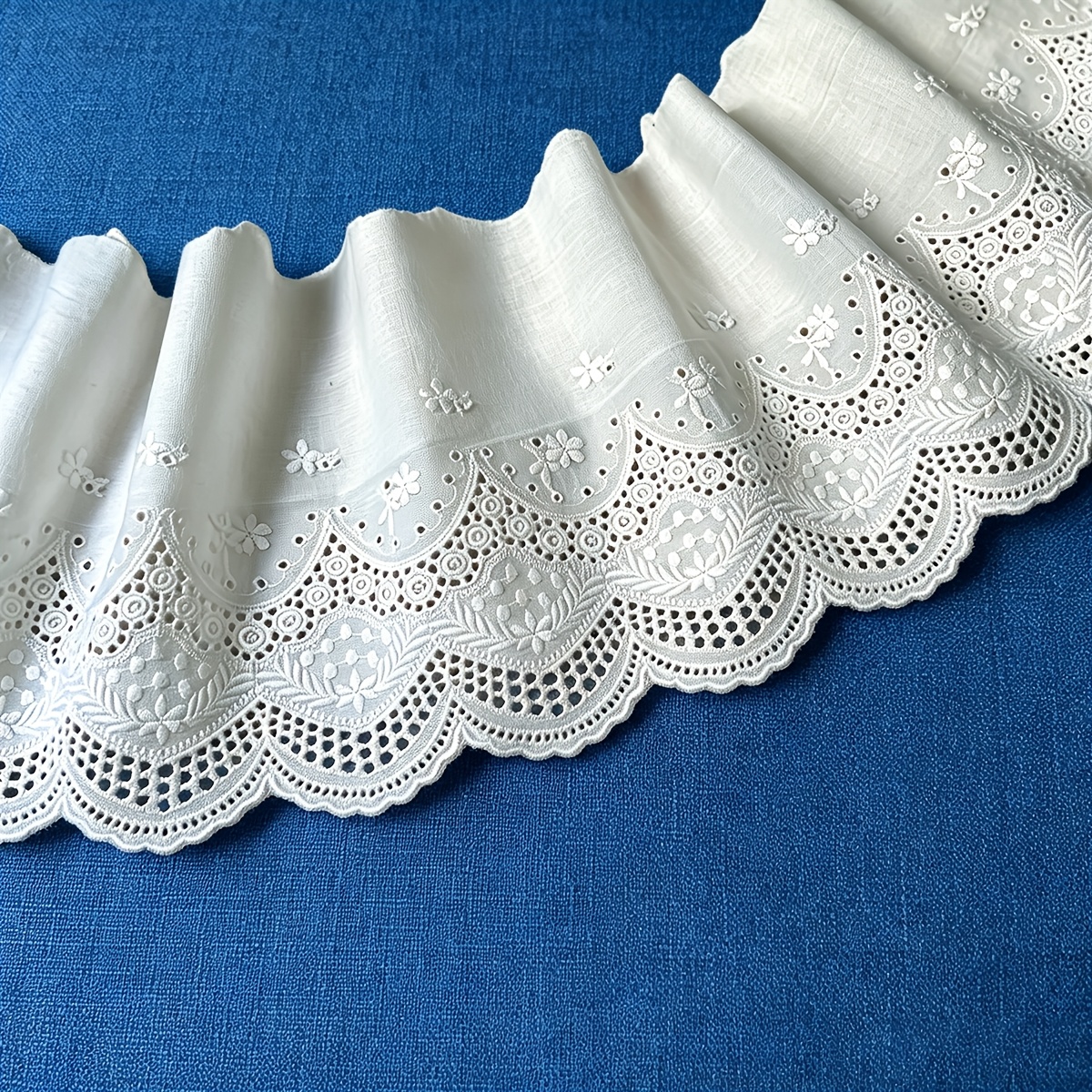 TEMU 1 Yard de Bordure en Dentelle Brodée, Accessoire Décoratif, Ourlet de Vêtement Fait Main, Largeur 16Cm, Tissu de Couture Textile