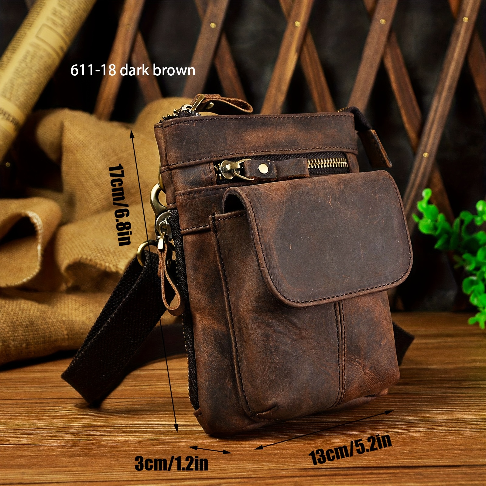Image of Practical Leather Men's Small Waist Bag Shoulder Bag Kz269