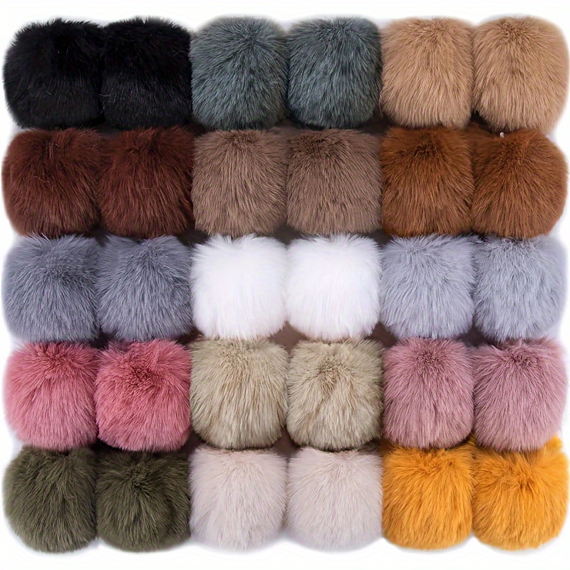 

30pcs Imitation Rabbit Fur Pom Pom Balls With Rings, Suitable For Hats, Keychains, Scarves, Gloves, Bags And Accessories, 15 , 2pcs Of Color