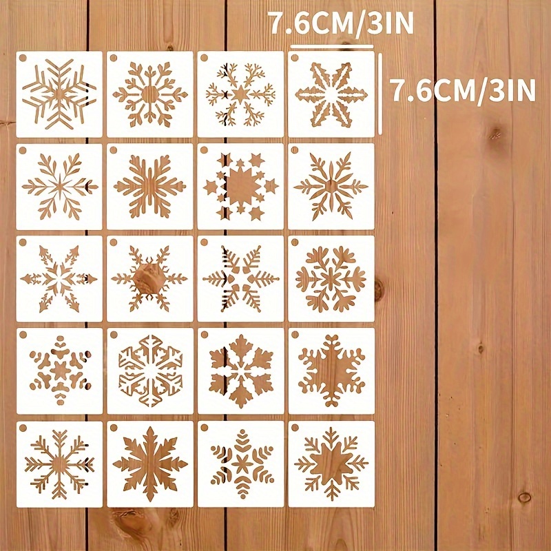 

30-pack Christmas Snowflake Stencil Set - Durable Plastic Painting Templates For Diy Crafts, Reusable Holiday Decor And Gift Wrapping Accessories