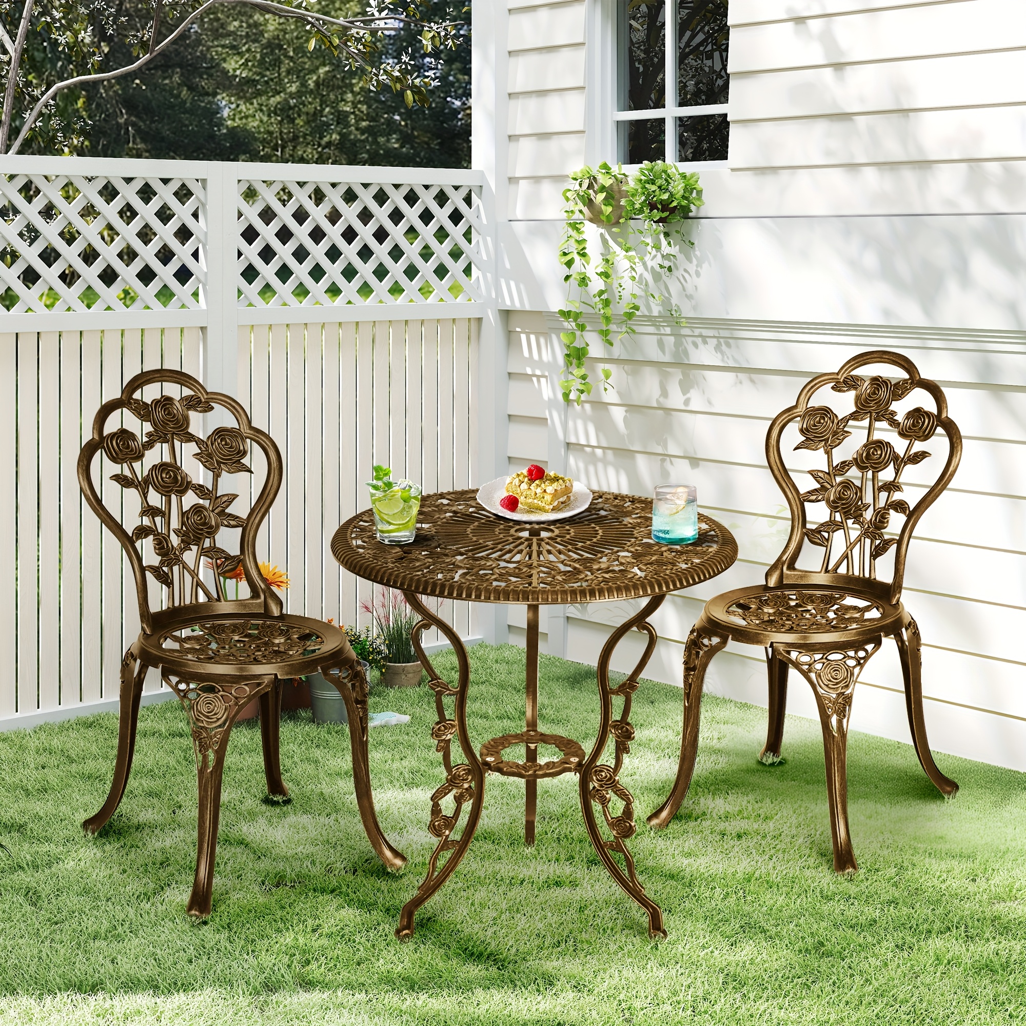 VidaXL Patio Bistro Set Piece Cast Aluminum Garden Furniture