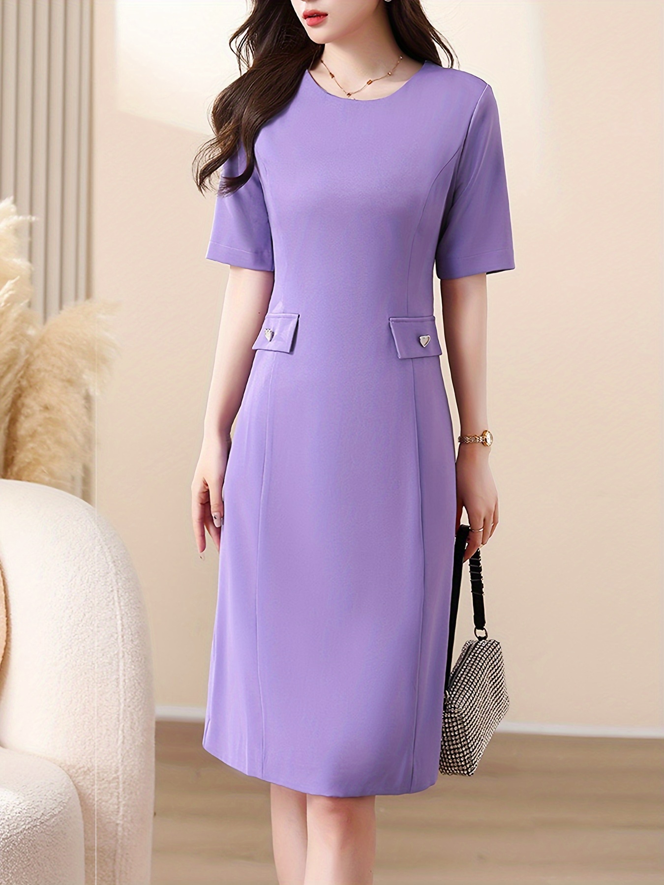 professional ol solid color dress womens 2024 - Temu United Arab Emirates