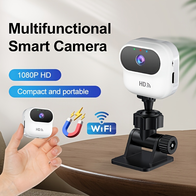 Cámara de *dad WiFi Mini 1080P Vigilancia Portátil  Interior/Exterior con App, Soporte Incluido, ABS Resina, Dispositivo de