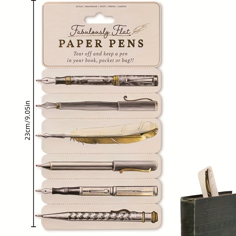 Flat Paper Pens, Flat Bookmark Pen, Pen Bookmarks, Smooth Writing Pen, Practical Black Ink Double-sided Ultra-thin Paper Pen, For Writing And Marking Pages