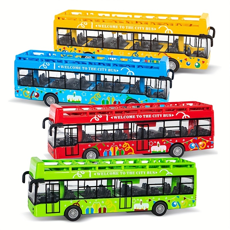 

High Quality Double Layer Pull-back Alloy And Plastic Car Model Bus Toy Bus Convertible Bus Model Alloy Toy
