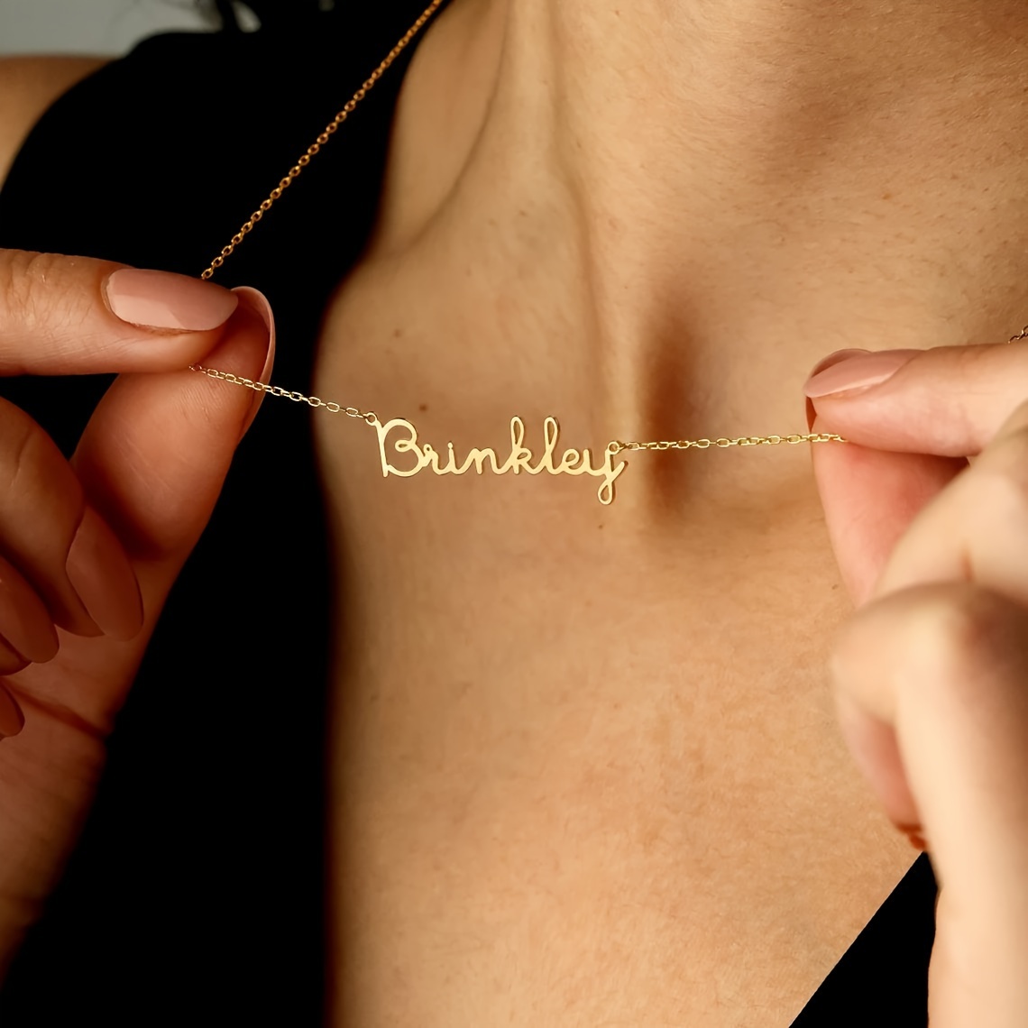 TEMU Personalized Custom Name Necklace, Elegant , 18k Golden Plated Titanium Steel, Versatile Script Options, Women's Fashion Jewelry For Daily & Party Occasions