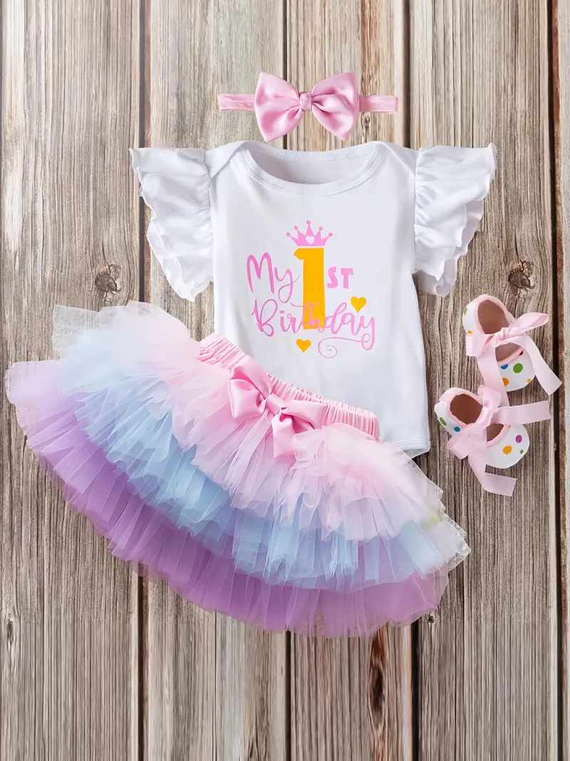 Cake 1st Birthday Romper With Skirt Set 2023 Baby Girls 1st