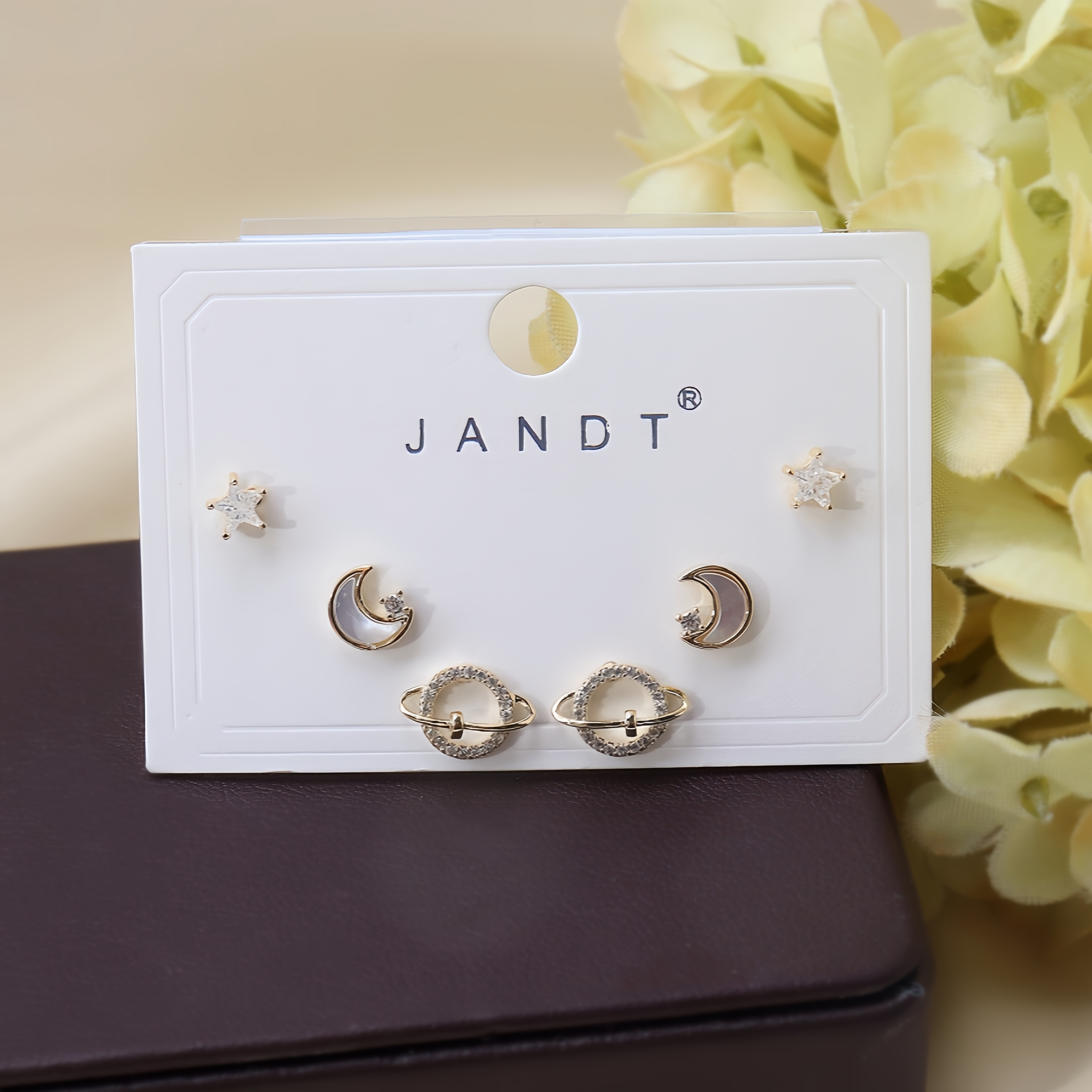 

A Set Of Pairs Of Stylish Earrings For Women, Featuring Delicate And Small , Moon, And Star Earrings, Suitable For , A Perfect Gift For Daughters And Granddaughters.