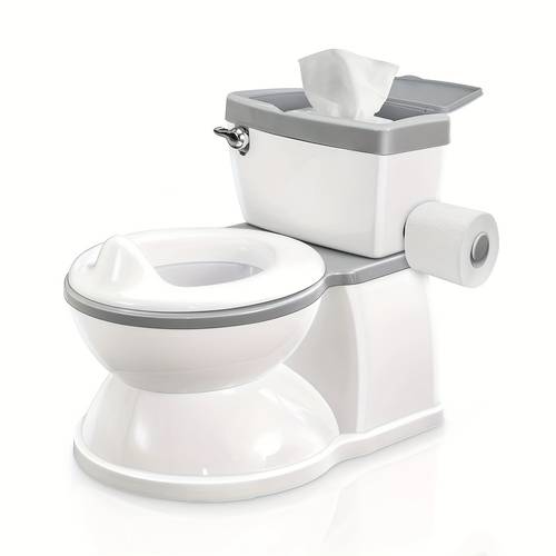item picture toilet training seat portable potty training aid for kids with durable plastic material and soft edges for safety perfect gift for boys and girls toilet training ideal for independent learning realistic potty with flushing sound batteries not included