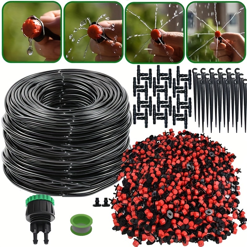 

Kit d'irrigation à de 124 pièces tuyau de 30m - 'arrosage à soi- , serre, pelouse & - Connecteurs à filetage , pas de batterie requise