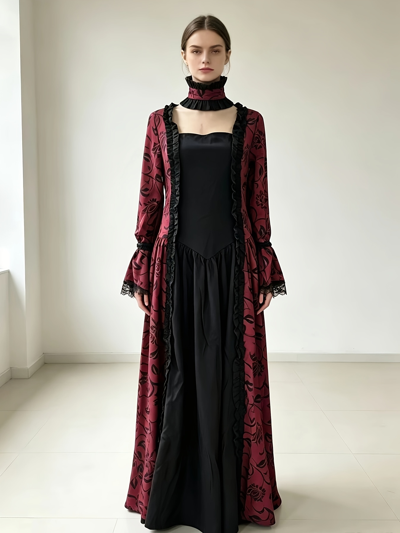 Plus Size, European and American * Court Print Dress Victorian Gown Long Dress Performance Costume