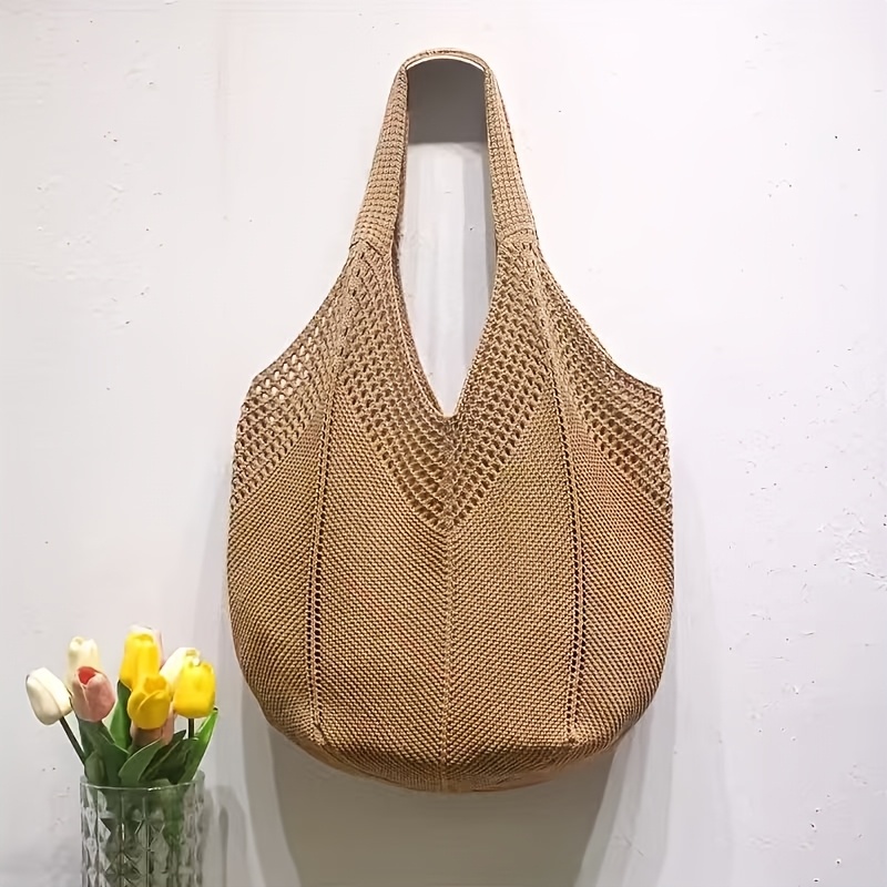 E-shop Vintage Häkelhandtasche - Schultertasche aus Faserweb, leicht und strapazierfähig, geeignet für Reisen, Strand und den täglichen Gebrauch -