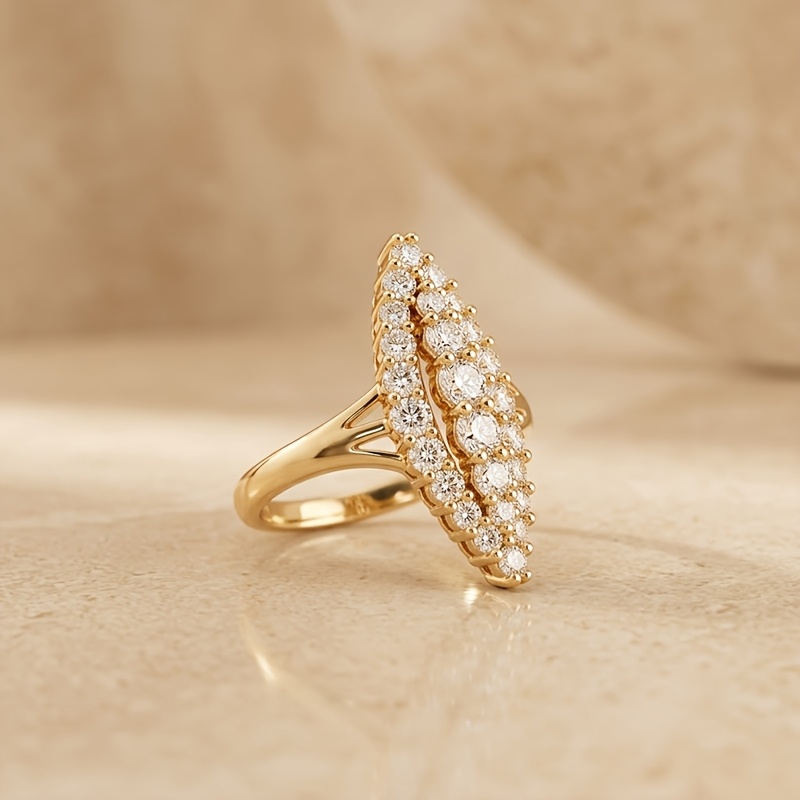TEMU 1pc Luxurious Full-drill Marquise-cut Fashion Wedding Ring For Men And Women - Pear-shaped Cubic Synthetic Cubic Zirconiaia Ring - Elegant