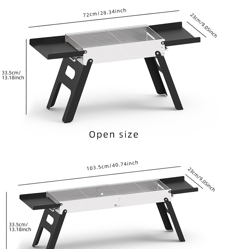 This Portable Charcoal Barbecue Grill Features a Convenient Retractable Design for Easy Transport. It Measures 17.51 Inches by 9 Inches When Stored And Expands to 28.34 Inches by 9 Inches When Set Up, Stretching to 40.74 Inches by 9.05 Inches. It Comes with Barbecue Tools And Makes a Great Gift for Men.